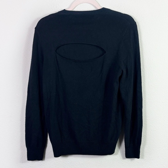 IRO Cashmere Cotton Blend Cutout Back Pullover Crewneck Black Sweater size XXS - Picture 7 of 7